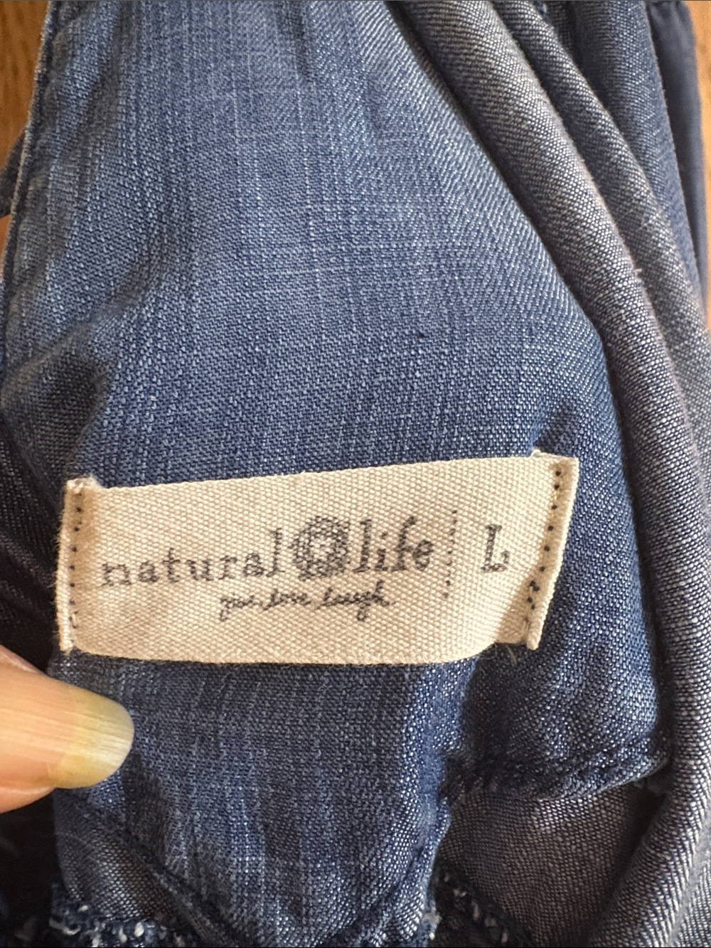 NATURAL LIFE Blue Wide-Leg Chambray Jumpsuit - Picture 2 of 13